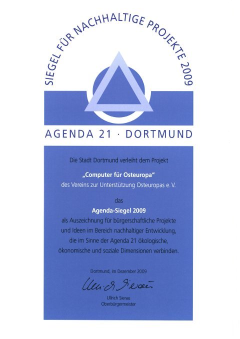 Agenda21 Urkunde